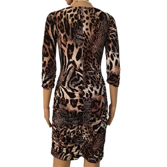 Joseph Ribkoff Women’s Size 4 Cheetah Leopard Fitted Half Sleeve Midi Dress - Picture 3 of 12